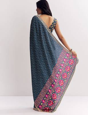 Manipuri silk blend printed saree with embroidery lace border  elegant ethnic wear for women 4