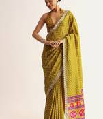 Manipuri silk printed saree with embroidery lace border     elegant ethnic wear for women