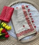 Off-White Color  gotapatti work & zari weaving border Tussar Silk Saree