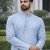 Sky blue color silver and mate sequence embroidery work silk kurta payjama set