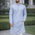 Sky blue color silver and mate sequence embroidery work silk kurta payjama set