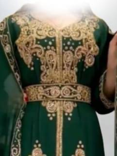 Luxurious Green Kaftan With Gold Work Stitched Dress 2