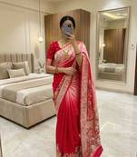 Red Color Zari Weaving Meenakari Border Viscose Dolla Silk Saree