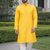 Yellow color silver and mate sequence embroidery work silk kurta payjama set