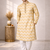 Cream color jaquard weaving work jaquard silk kurta payjama set