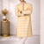 Cream color jaquard weaving work jaquard silk kurta payjama set