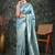 Subham turquoise silk blend saree with woven design & unstitched blouse piece for women