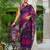 Mirchi fashion purple chiffon saree with floral print & unstitched blouse piece for women