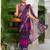 Mirchi fashion purple chiffon saree with floral print & unstitched blouse piece for women