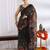 Mirchi fashion brown chiffon saree with floral print & unstitched blouse piece for women