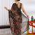 Mirchi fashion brown chiffon saree with floral print & unstitched blouse piece for women