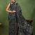 Mirchi fashion black chiffon saree with geometric print & unstitched blouse piece for women