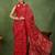 Mirchi fashion red chiffon saree with geometric print & unstitched blouse piece for women