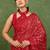 Mirchi fashion red chiffon saree with geometric print & unstitched blouse piece for women