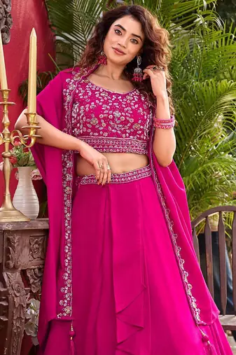 PURE VICHITRA SILK PREMIUM QUALITY WEDDING SPECIAL WESTERN LEHNGHA CHOLI