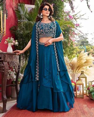 PURE VICHITRA SILK PREMIUM QUALITY WEDDING SPECIAL WESTERN LEHNGHA CHOLI 1