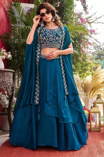 PURE VICHITRA SILK PREMIUM QUALITY WEDDING SPECIAL WESTERN LEHNGHA CHOLI