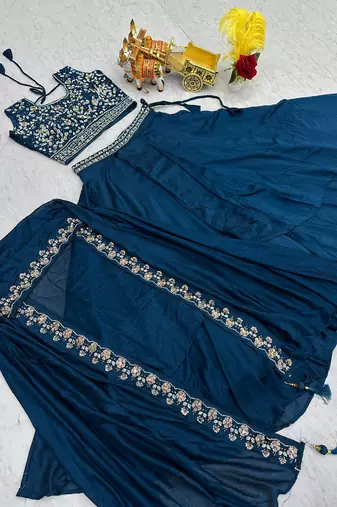 PURE VICHITRA SILK PREMIUM QUALITY WEDDING SPECIAL WESTERN LEHNGHA CHOLI