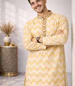 Gold color jaquard weaving work jaquard silk kurta payjama set