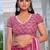 Mirchi fashion pink chiffon saree with leaf block print & unstitched blouse piece for women