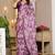 Mirchi fashion magenta chiffon saree with leaf block print & unstitched blouse piece for women