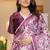Mirchi fashion magenta chiffon saree with leaf block print & unstitched blouse piece for women