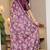 Mirchi fashion magenta chiffon saree with leaf block print & unstitched blouse piece for women