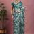 Mirchi fashion teal chiffon saree with leaf block print & unstitched blouse piece for women
