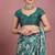 Mirchi fashion teal chiffon saree with leaf block print & unstitched blouse piece for women