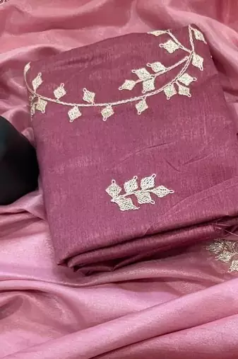 Light Pink Color zari thread  and sequence Chinon Silk Saree