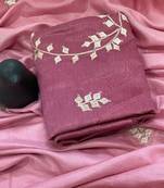 Light Pink Color zari thread  and sequence Chinon Silk Saree