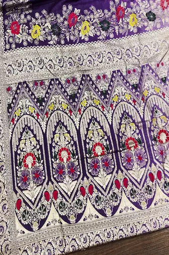 Purple Color Zari Weaving Meenakari Border Viscose Dolla Silk Saree