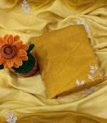 Light Yellow Color zari thread  and sequence Chinon Silk Saree