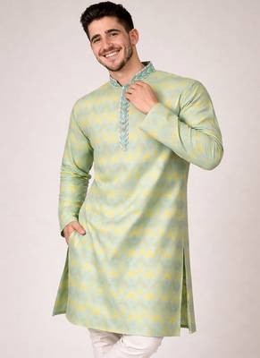 Mustard color jaquard weaving work jaquard silk kurta payjama set 3