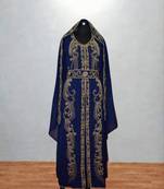 Luxurious navi blue kaftan with golden work stitched dress