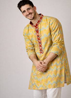 Off white color jaquard weaving work jaquard silk kurta payjama set 2