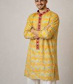 Off white color jaquard weaving work jaquard silk kurta payjama set