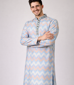 Sky blue color jaquard weaving work jaquard silk kurta payjama set