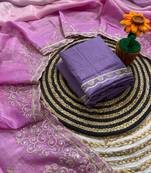 Purple Color  sequence with gold zari thread work and cut work border Silk Saree