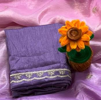Purple Color  sequence with gold zari thread work and cut work border art silk saree 2
