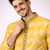 Yellow color jaquard weaving work jaquard silk kurta payjama set