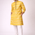 Yellow color jaquard weaving work jaquard silk kurta payjama set