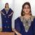 Luxurious Blue Kaftan With Gold Work Stitched Dress
