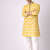 Yellow color jaquard weaving work jaquard silk kurta payjama set