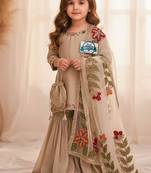 Designer party wear heavy silk kids top sharara & dupatta set