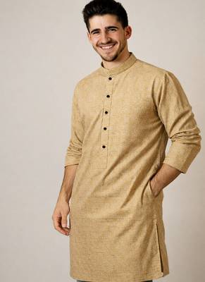 Beige color jaquard butti work jaquard silk kurta payjama set 2