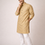 Beige color jaquard butti work jaquard silk kurta payjama set