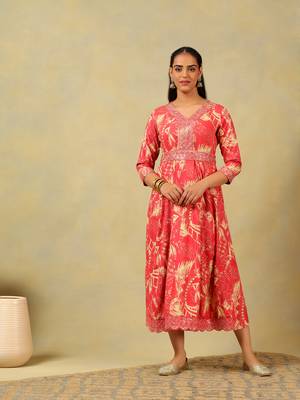 Anvi crimson abstract bloom gown 1