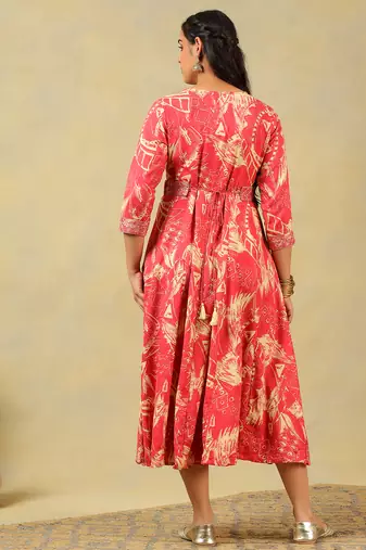 Anvi crimson abstract bloom gown