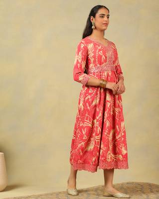 Anvi crimson abstract bloom gown 3